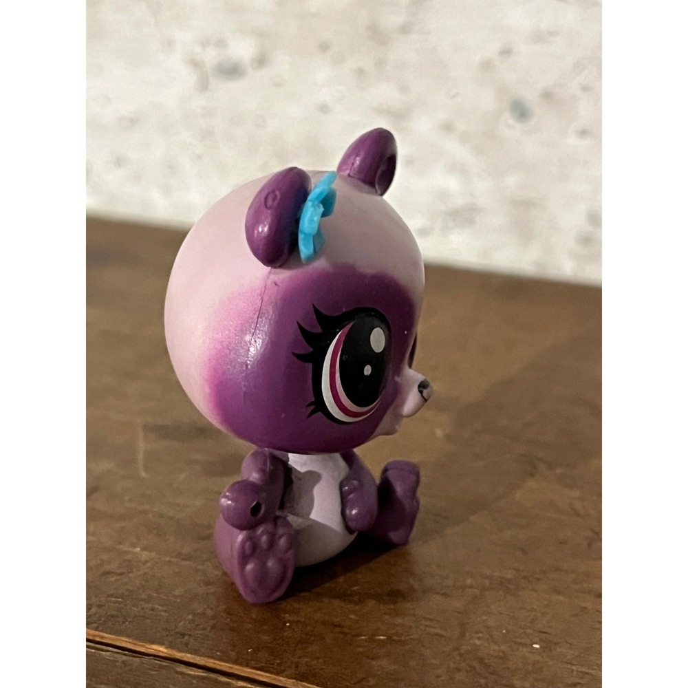 Littlest Pet Shop LPS #3557 Purple Penny Ling Panda Pink Eyes Blue Flower - Picture 2 of 5
